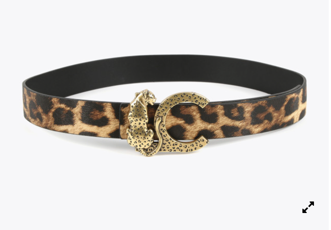 Cinturon Lola Casademunt reversible hebilla LC leopardo print y negro