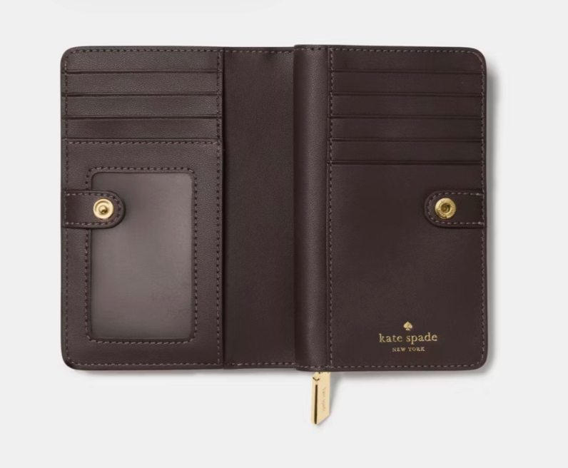 Billetera Kate Spade Mediana Croc Cafe moro metalizado