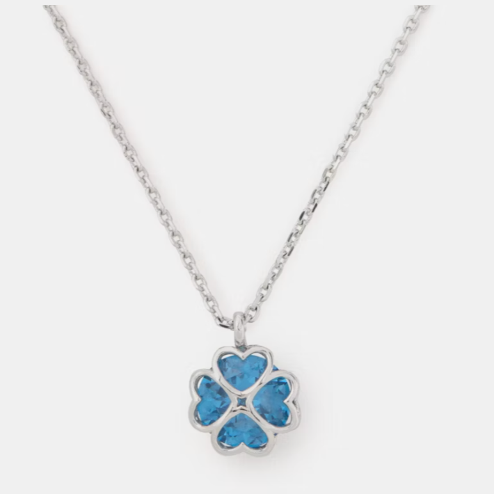 Collar Kate Spade Trebol Azúl Zafiro con plateado