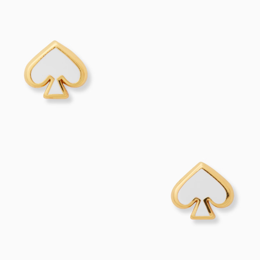 Aros Kate Spade blancos con dorado