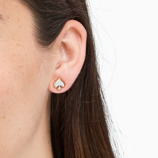 Aros Kate Spade blancos con dorado