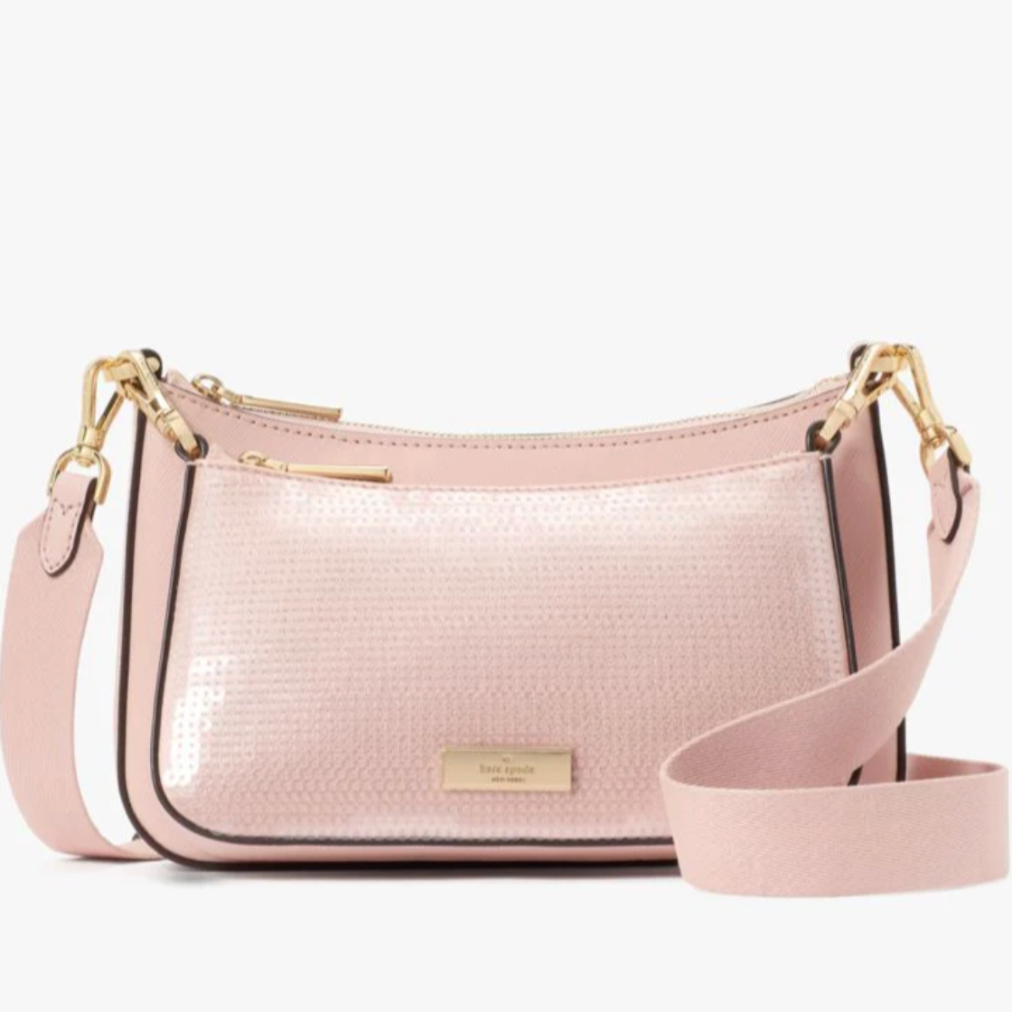 Cartera Kate Spade Duet Doble Crossbody con brillantes Rosa palo