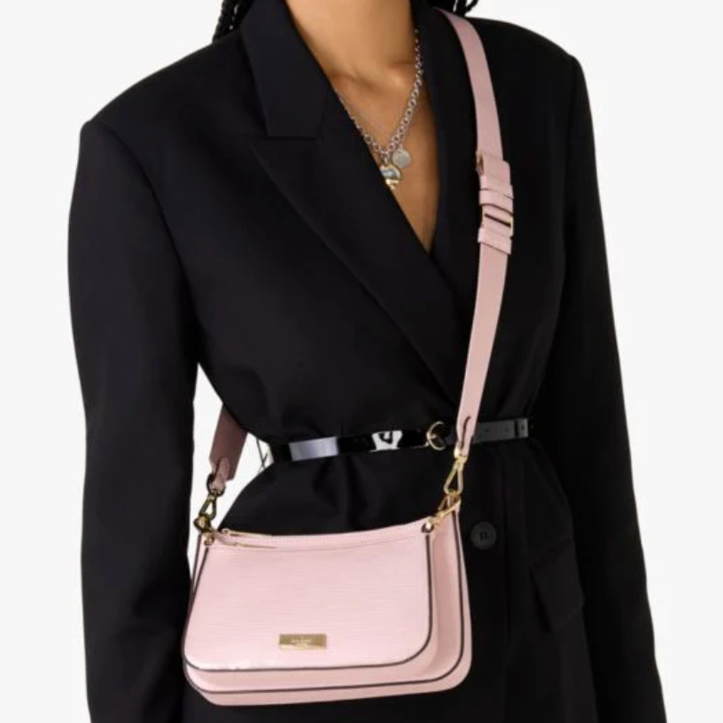 Cartera Kate Spade Duet Doble Crossbody con brillantes Rosa palo