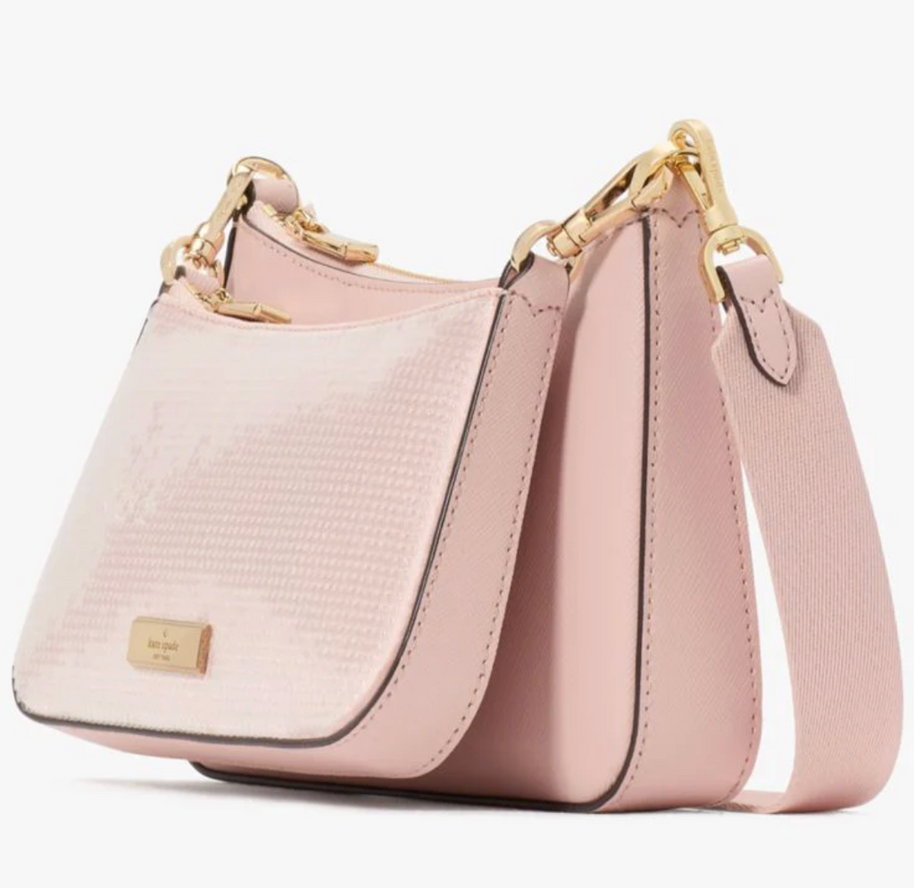 Cartera Kate Spade Duet Doble Crossbody con brillantes Rosa palo
