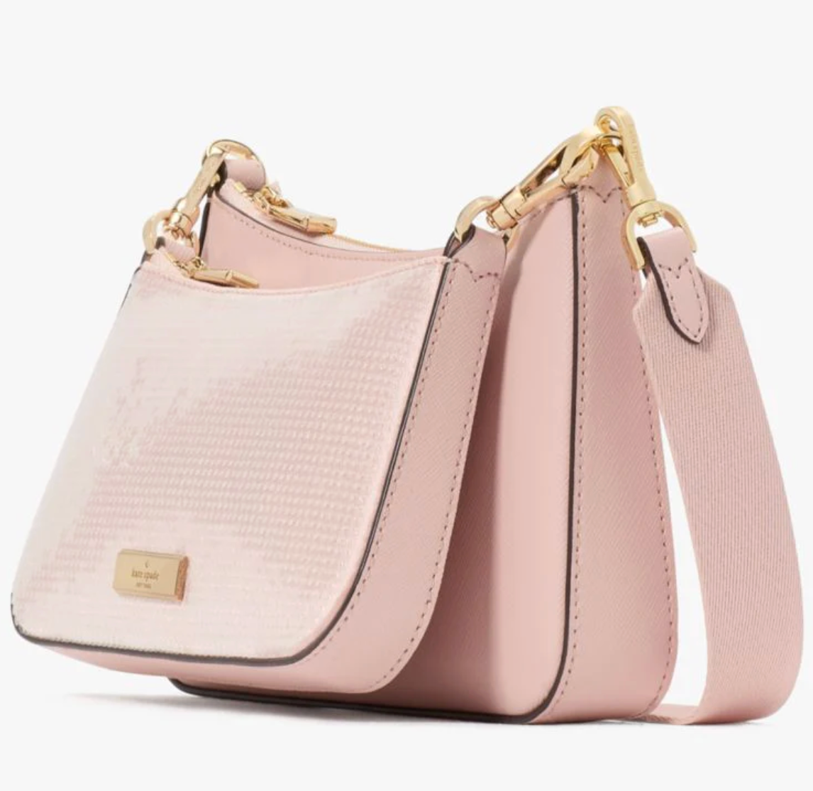 Cartera Kate Spade Duet Doble Crossbody con brillantes Rosa palo