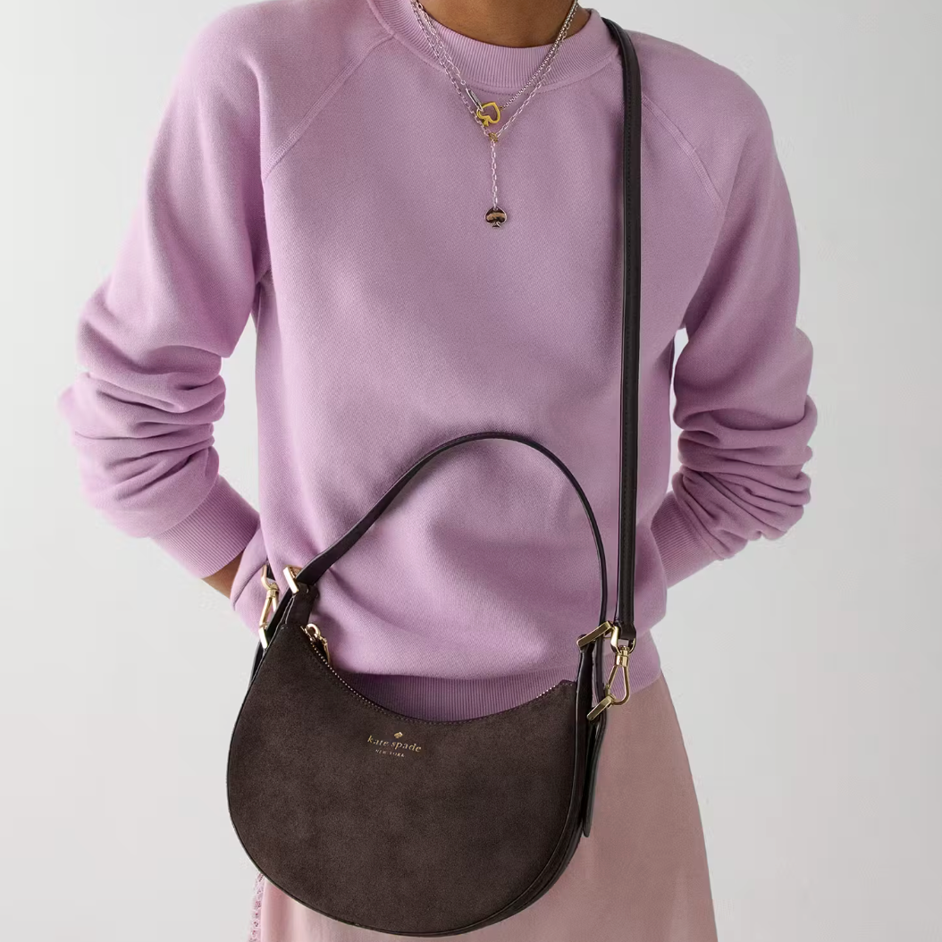 Cartera Kate Spade Nova Suede Small Crescent Shoulder Bag