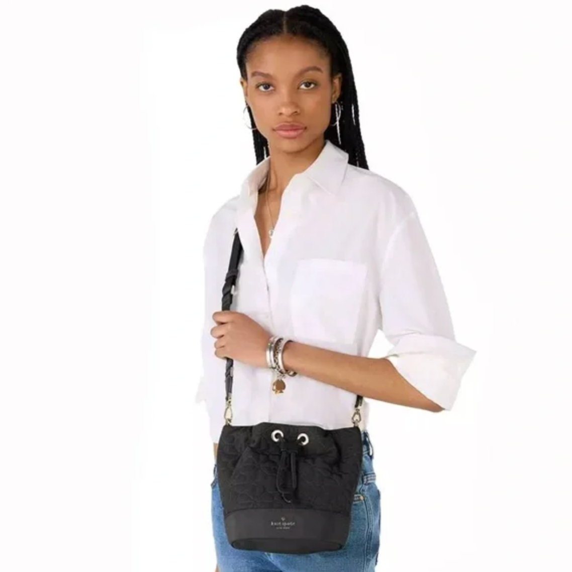 Cartera Kate spade crossbody bombonera genero acolchado negro