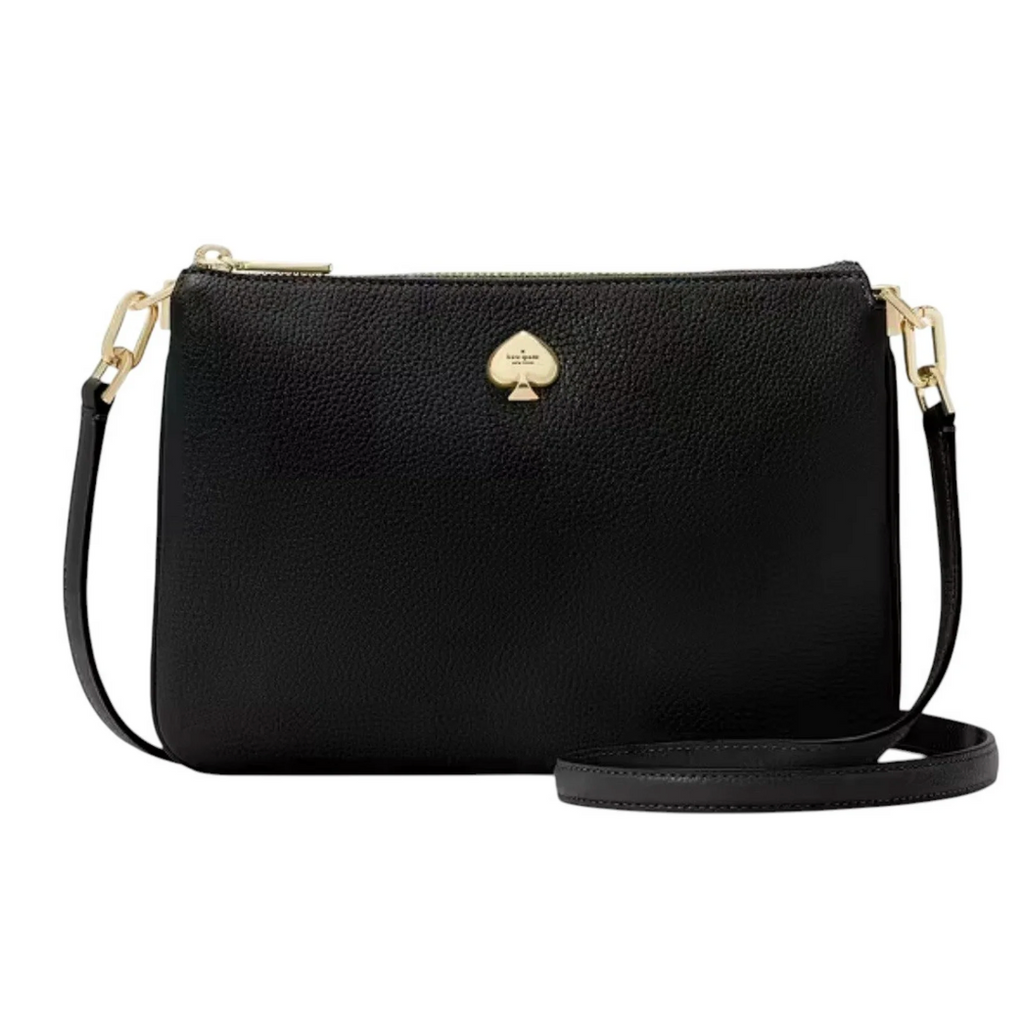 Cartera Kate Spade Kayla crossbody rectangular vertical cuero liso negro