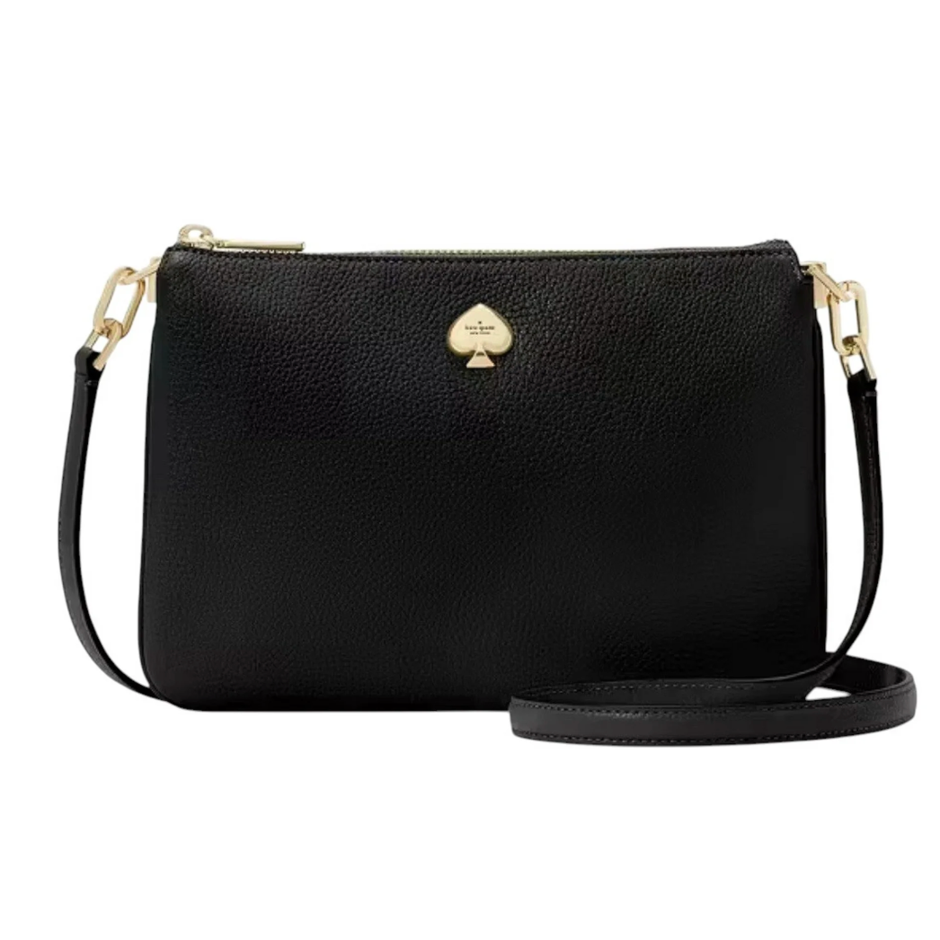 Cartera Kate Spade Kayla crossbody rectangular vertical cuero liso negro