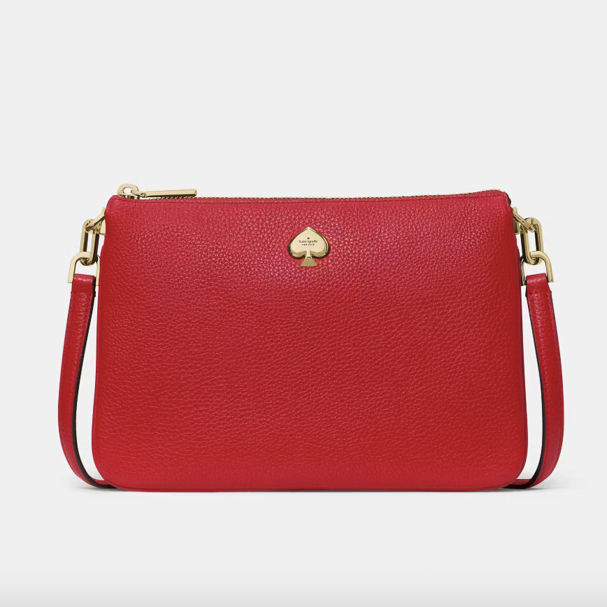 Cartera Kate Spade Kayla crossbody rectangular vertical cuero liso rojo