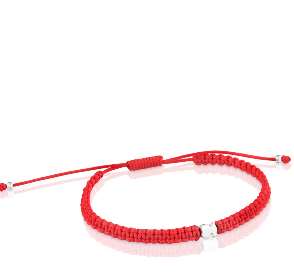 Pulsera Tous Hilo Rojo osito plata