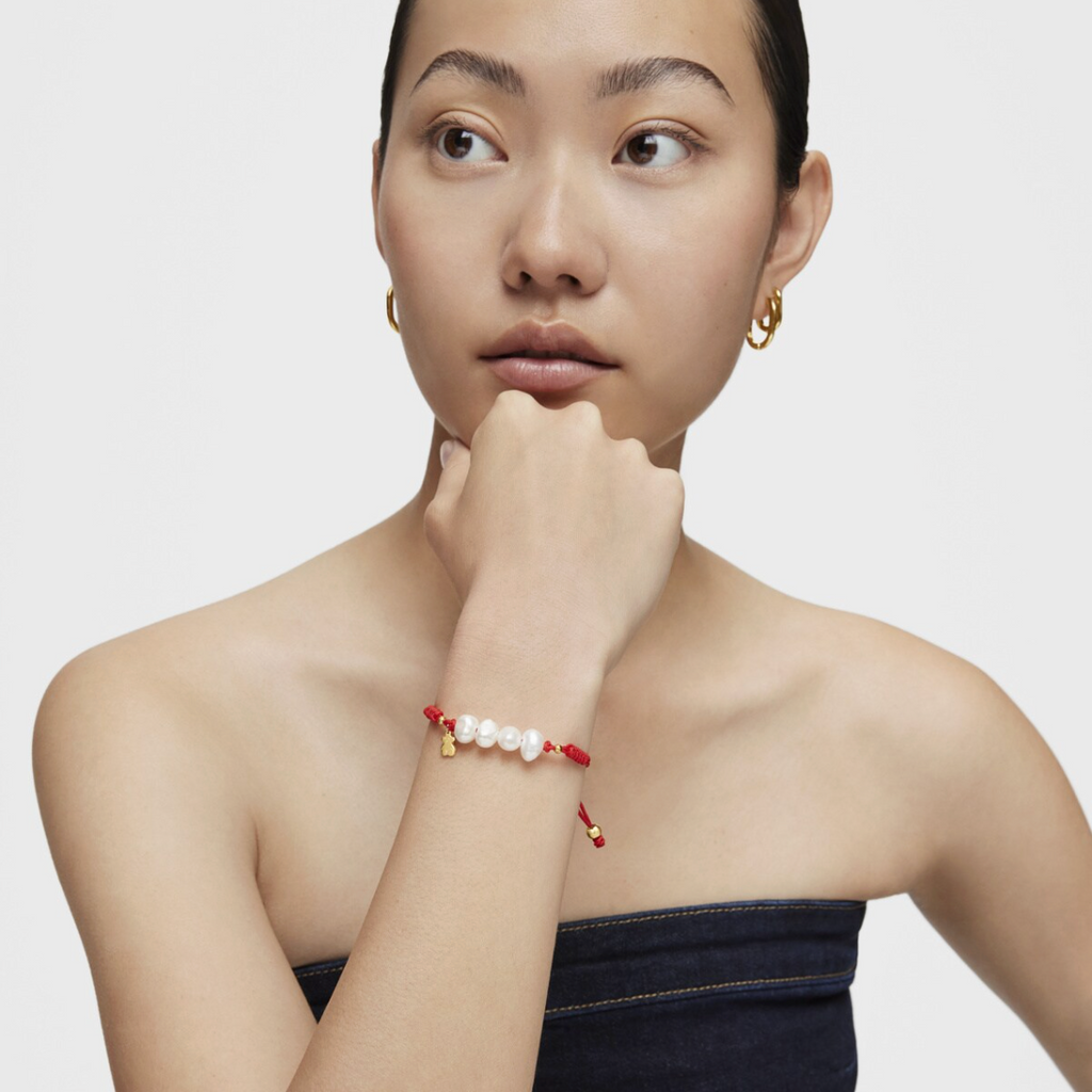 Pulsera Tous Hilo Rojo perlas