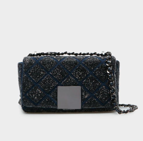 Cartera Purificacion Garcia crossbody de fiesta brillante Negra
