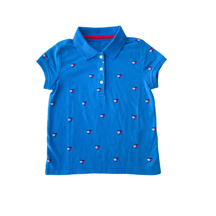 Polera Tommy Hilfiger Kids pique corazones azul 4-5 años