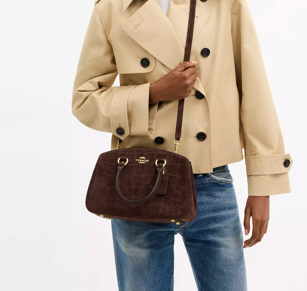 Cartera Savannah Small café cocodrilo