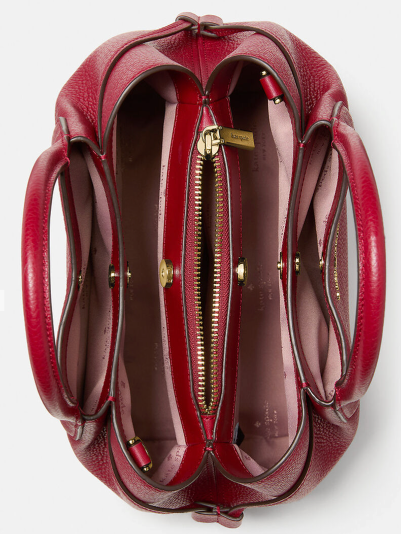 Cartera Kate spade Dumpling Grande tipo bombonera cuero burdeo