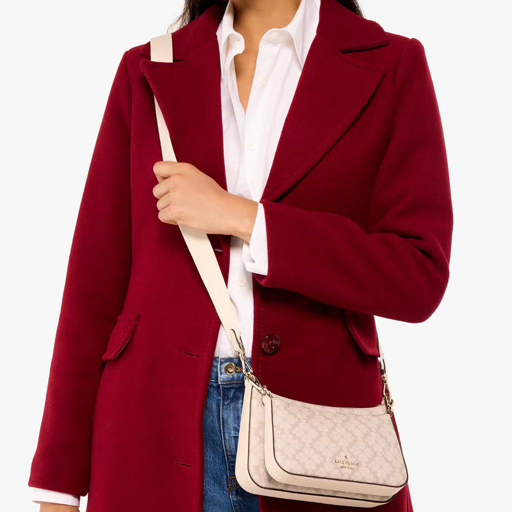 Cartera Kate Spade Duet Spade Flower PVC Beige Small