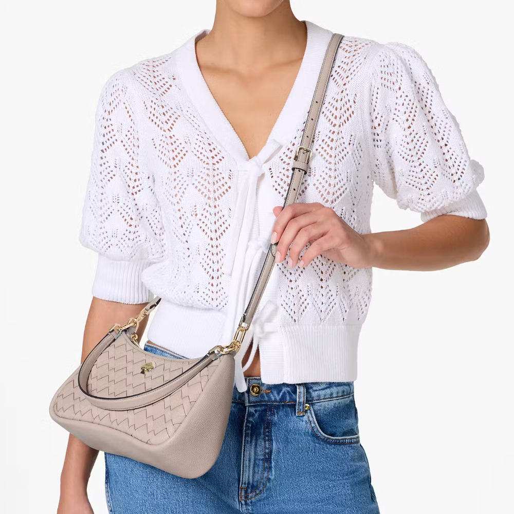 Cartera Kate Spade Kayla Mediana entrelazado Taupe