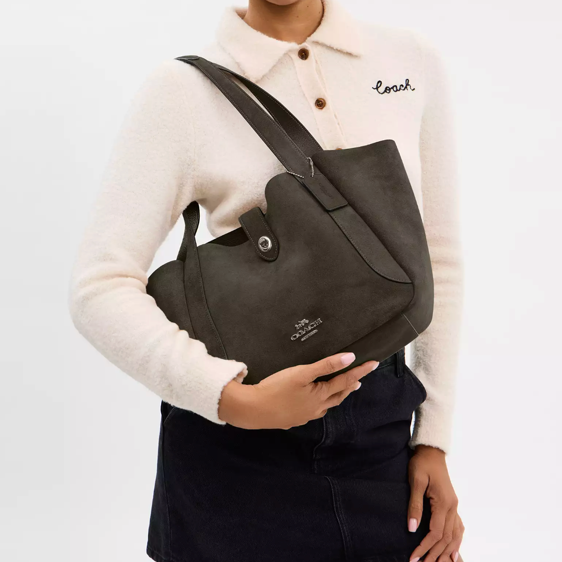 Cartera Coach Tote Hadley Turnlock verde militar