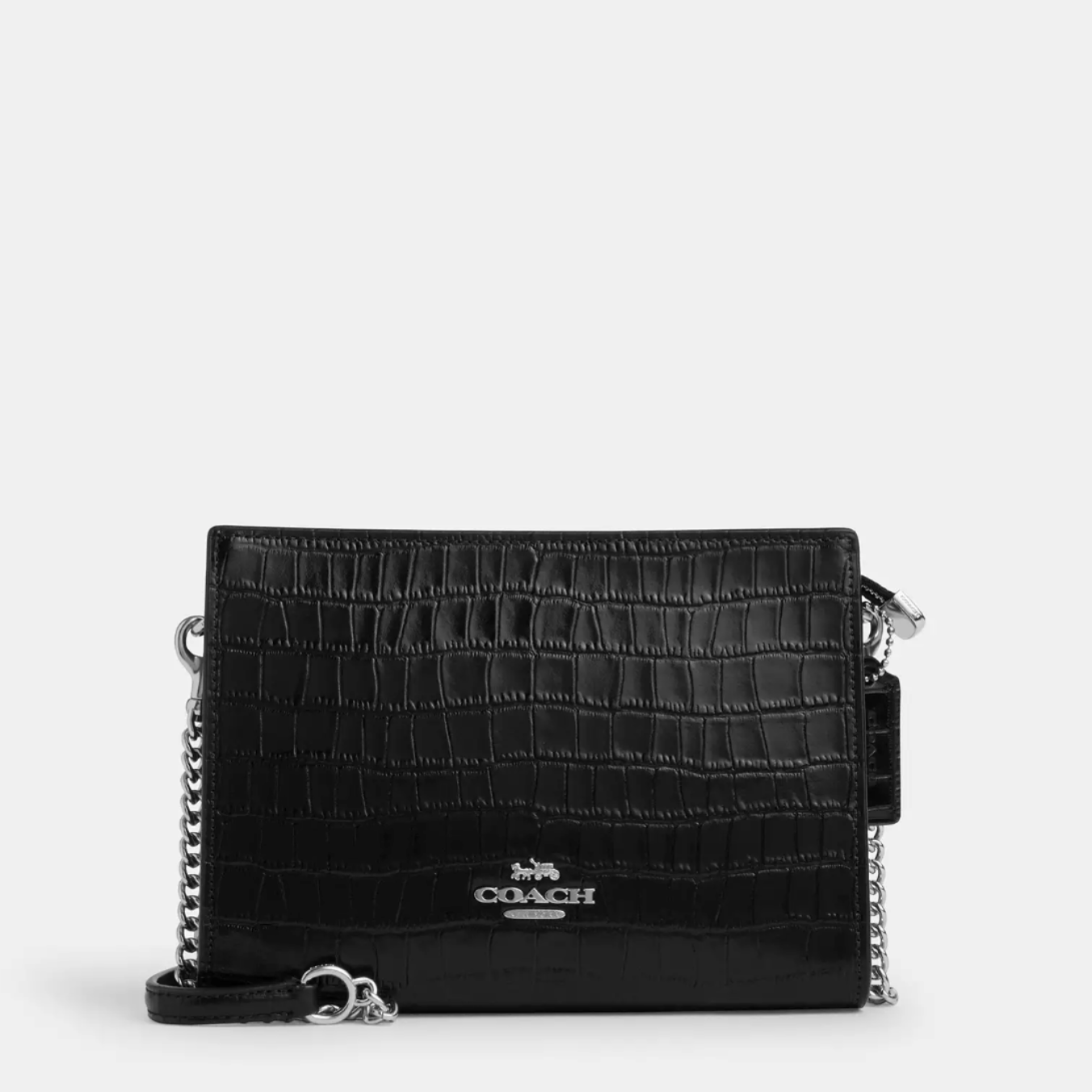 Cartera Coach Crossbody cuero cocodrilo negro