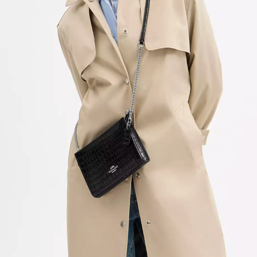 Cartera Coach Crossbody cuero cocodrilo negro