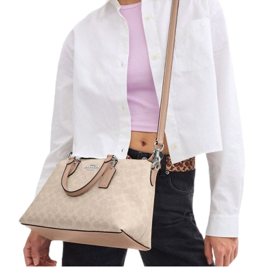 Cartera Coach Georgia Satchel Bag monograma taupe