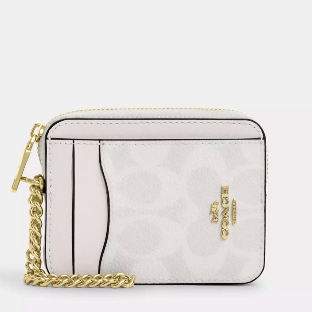 Tarjetero Billetera Coach monograma crema