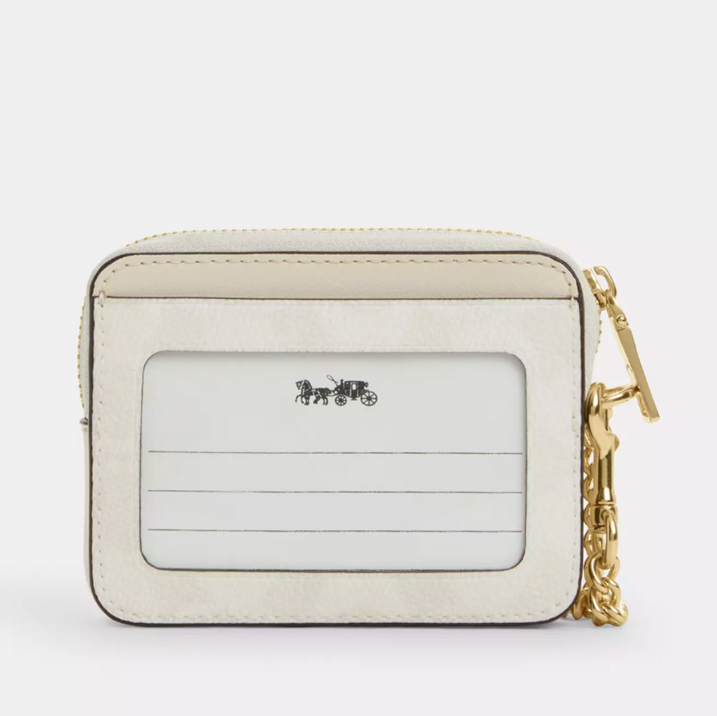 Tarjetero Billetera Coach monograma crema