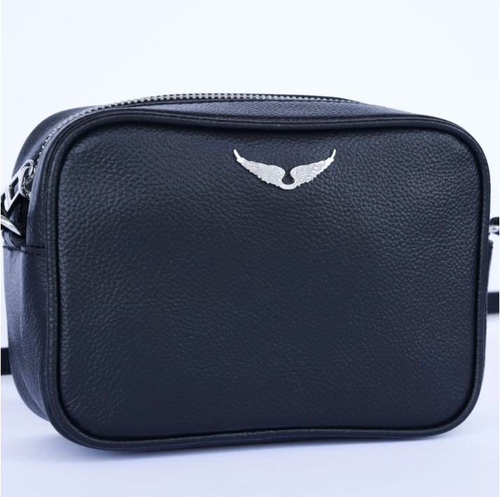 Cartera Zadig et Voltaire Crossbody Cuadrado Cuero Liso Negro