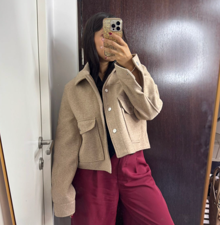 Chaqueta Stradivarius beige XL