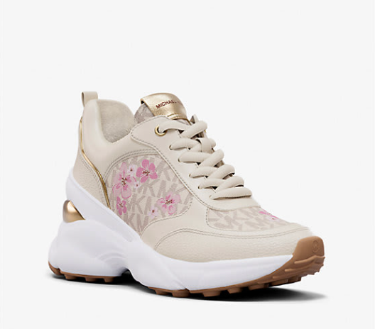 Zapatillas Michael Kors Olympia Blancas con flores rosa