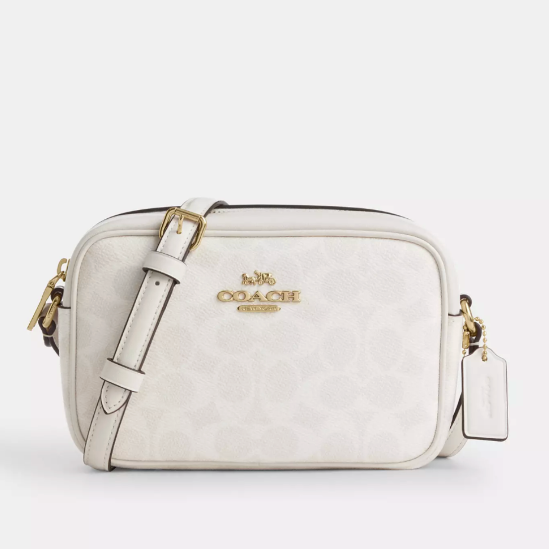 Cartera coach crossbody mini Jamie monograma blanco