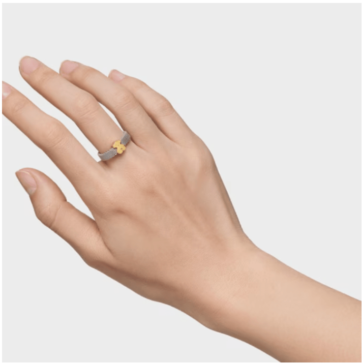 Anillo Tous Mesh Plateado y oso de oro