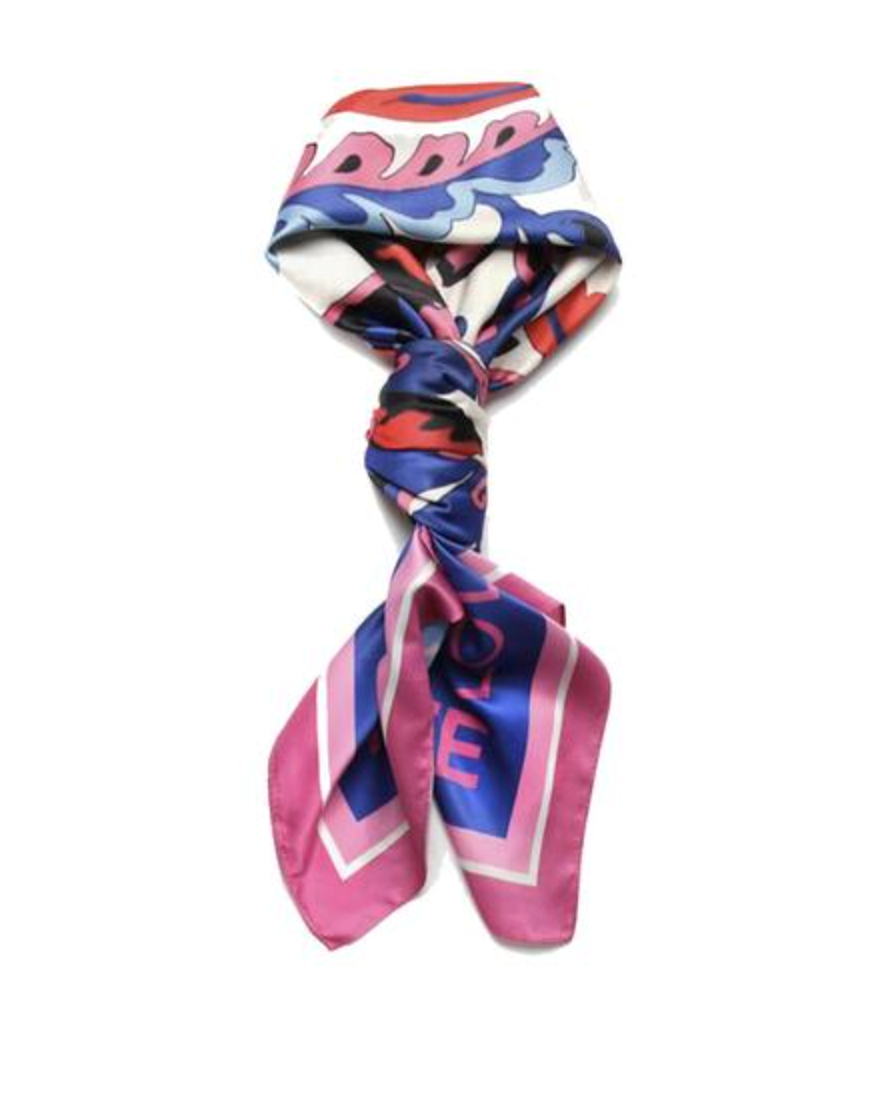 Pañuelo Lola Casademunt Estampado floral azul, blanco y rosados