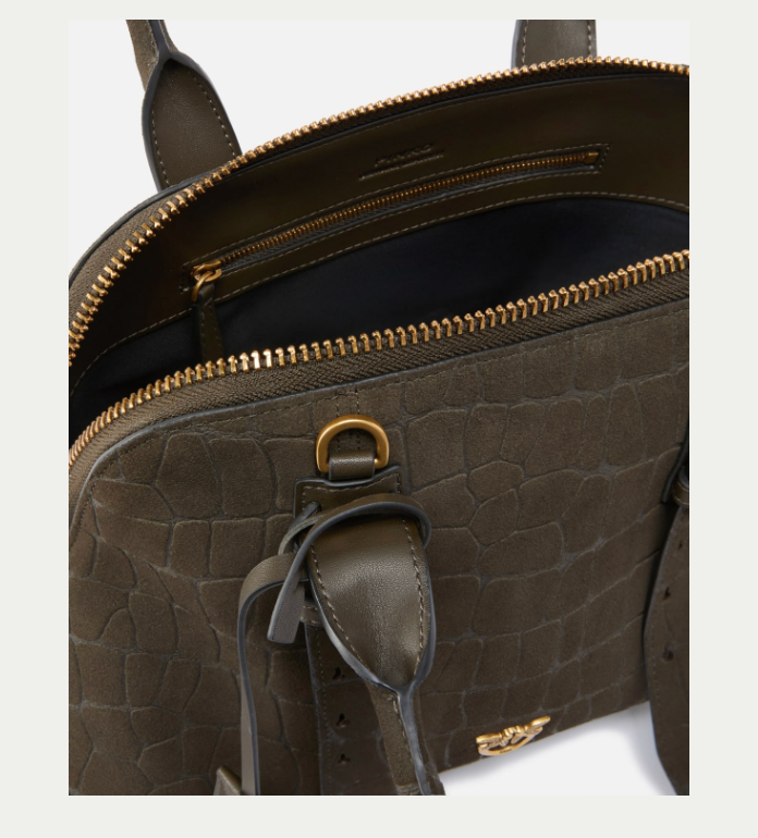 Cartera Pinko Bowling Gamuza serpiente Verde cafe profundo
