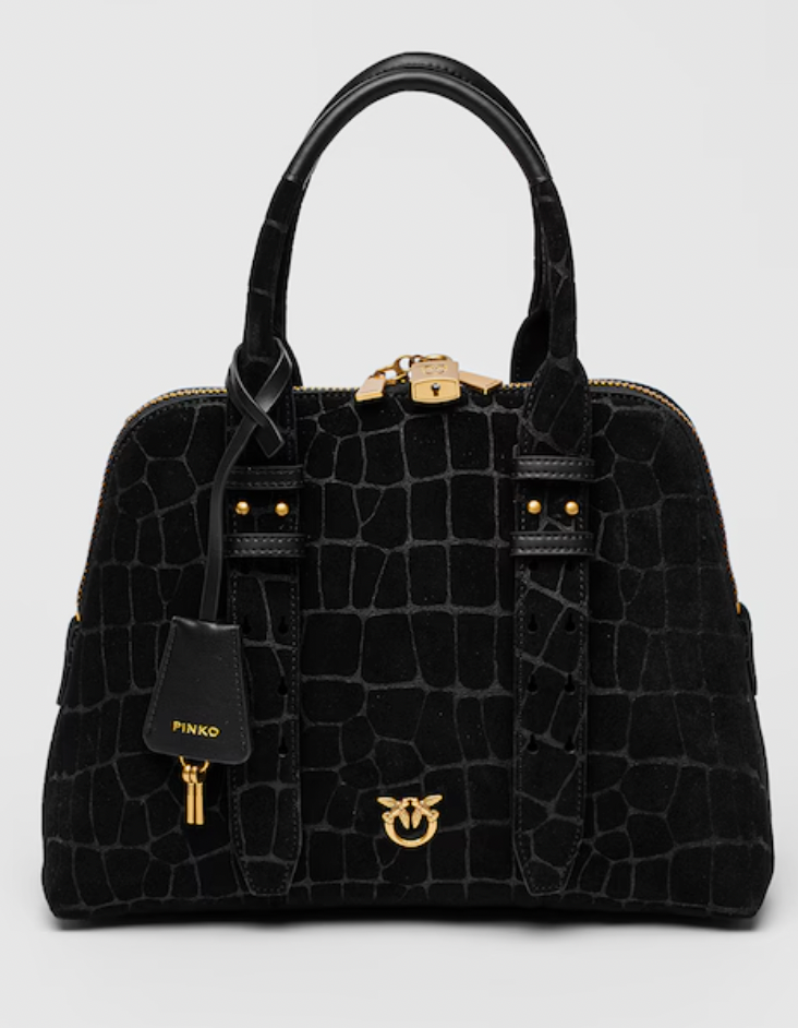 Cartera Pinko Bowling Gamuza Serpiente Negro