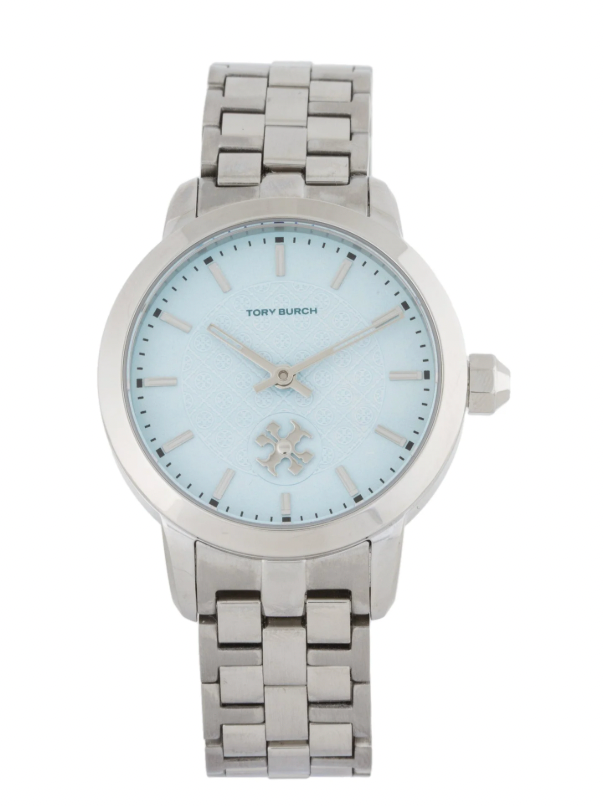 Reloj Tory Burch fondo celeste plateado