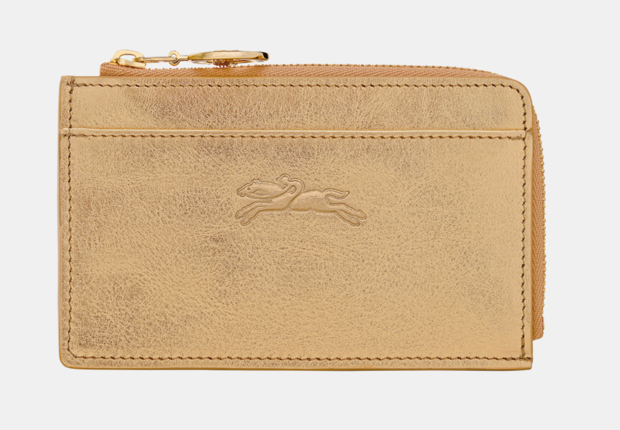 Tarjetero Longchamp dorado