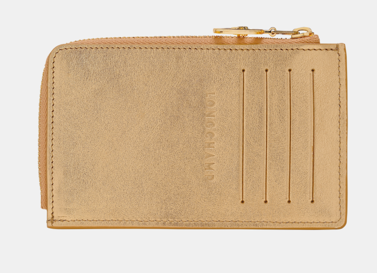 Tarjetero Longchamp dorado