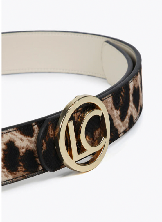 Cinturon Lola Casademunt Reversible animal print y blanco