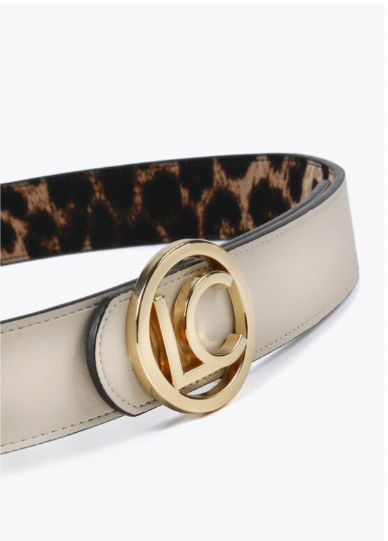 Cinturon Lola Casademunt Reversible animal print y blanco