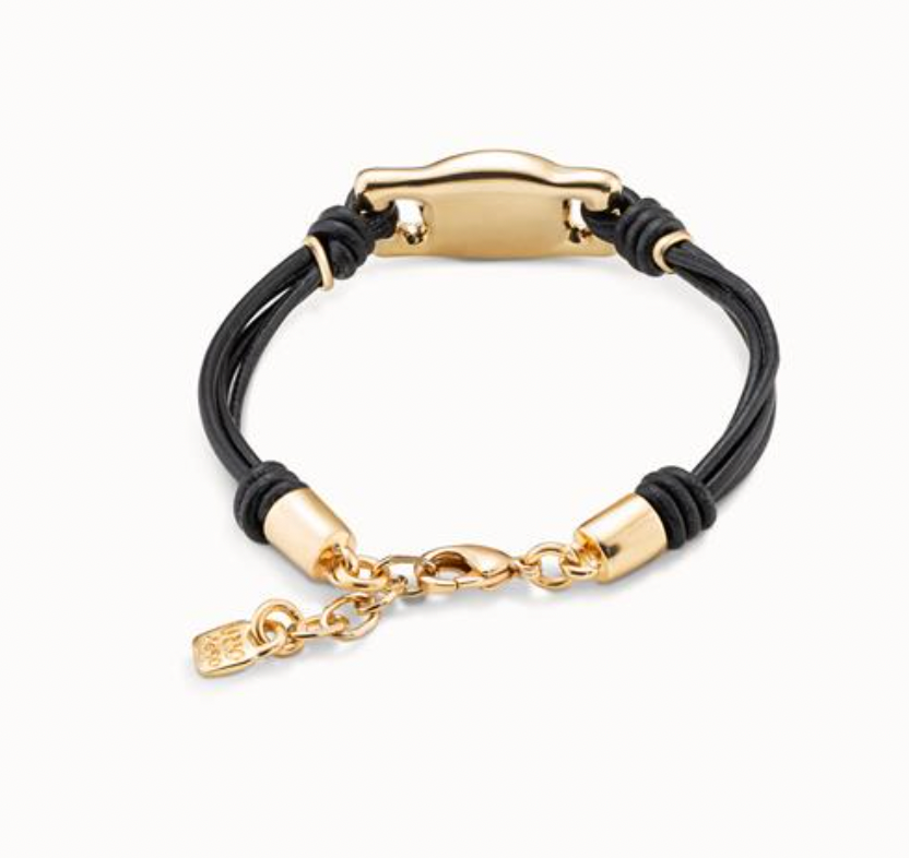 Pulsera Uno de 50 Darling Doble baño de oro terminaciones en cuero con perla