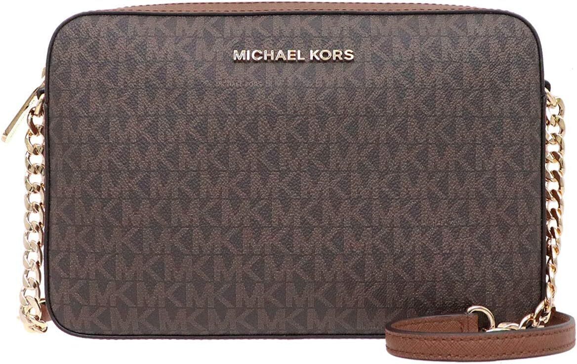 Cartera Michael Kors Crossbody East West monograma café