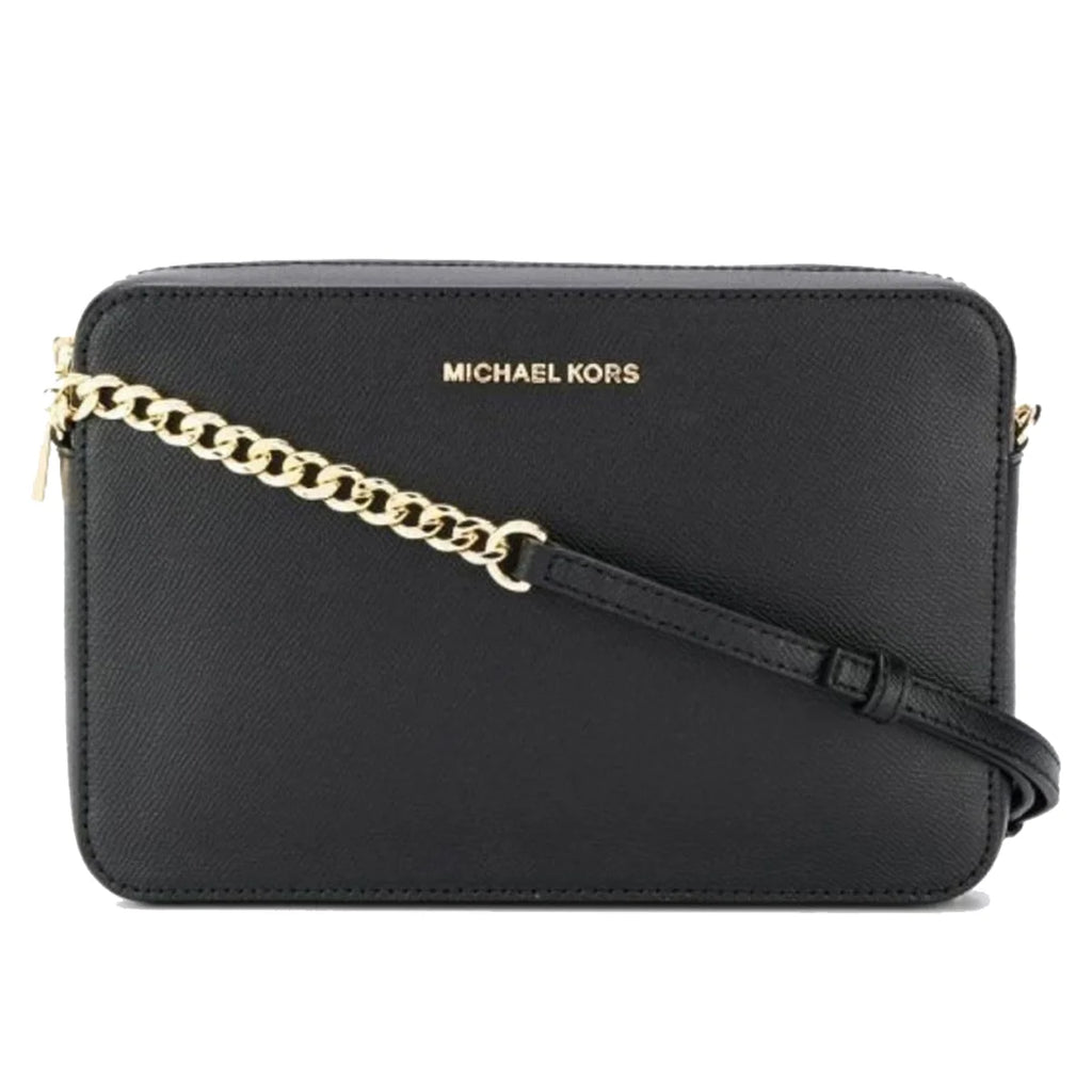Cartera Michael Kors Crossbody East West Negra con cierre dorado