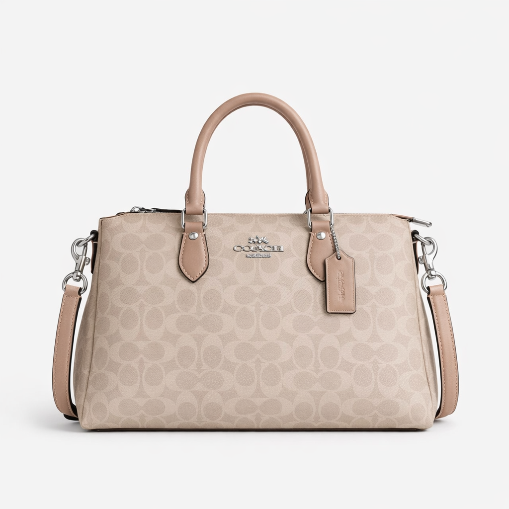 Cartera Coach Georgia Satchel Bag monograma taupe