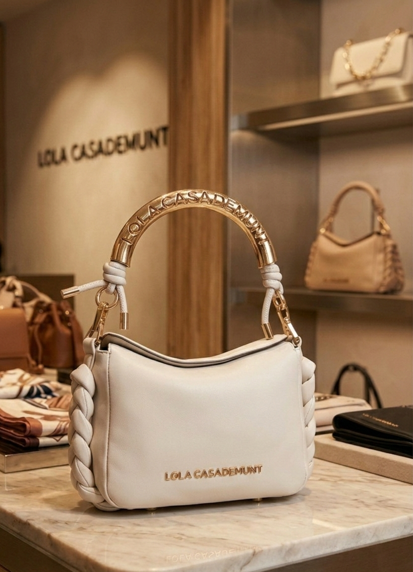 Cartera Lola Casademunt asa metalizada Blanco