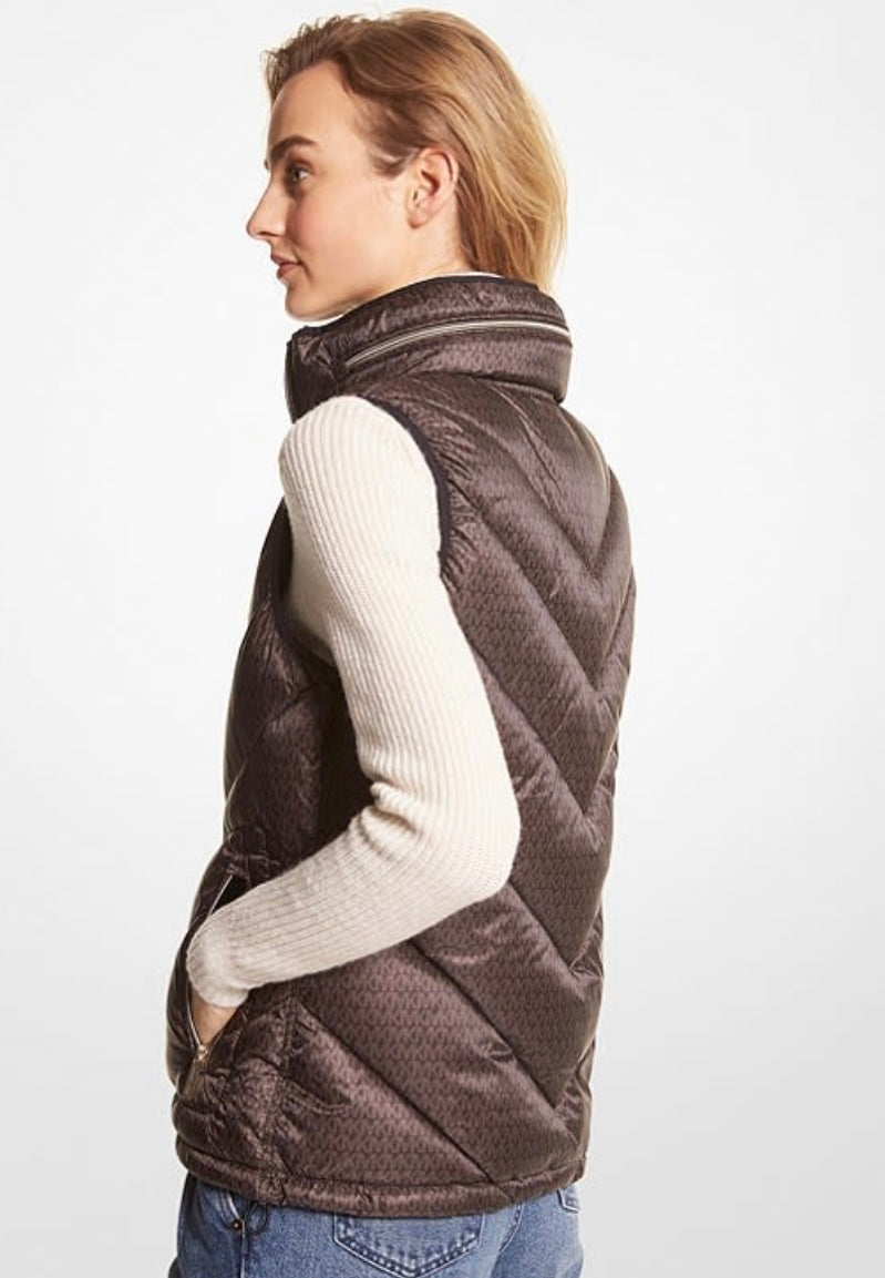 Parka Mujer Michael Kors Reversible Sin Mangas Café Monograma