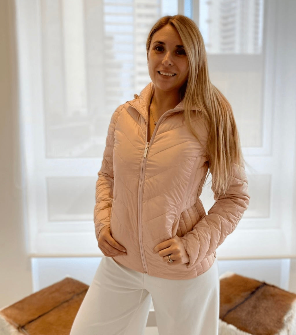 Parka Mujer Michael Kors Plumas reversible rosado