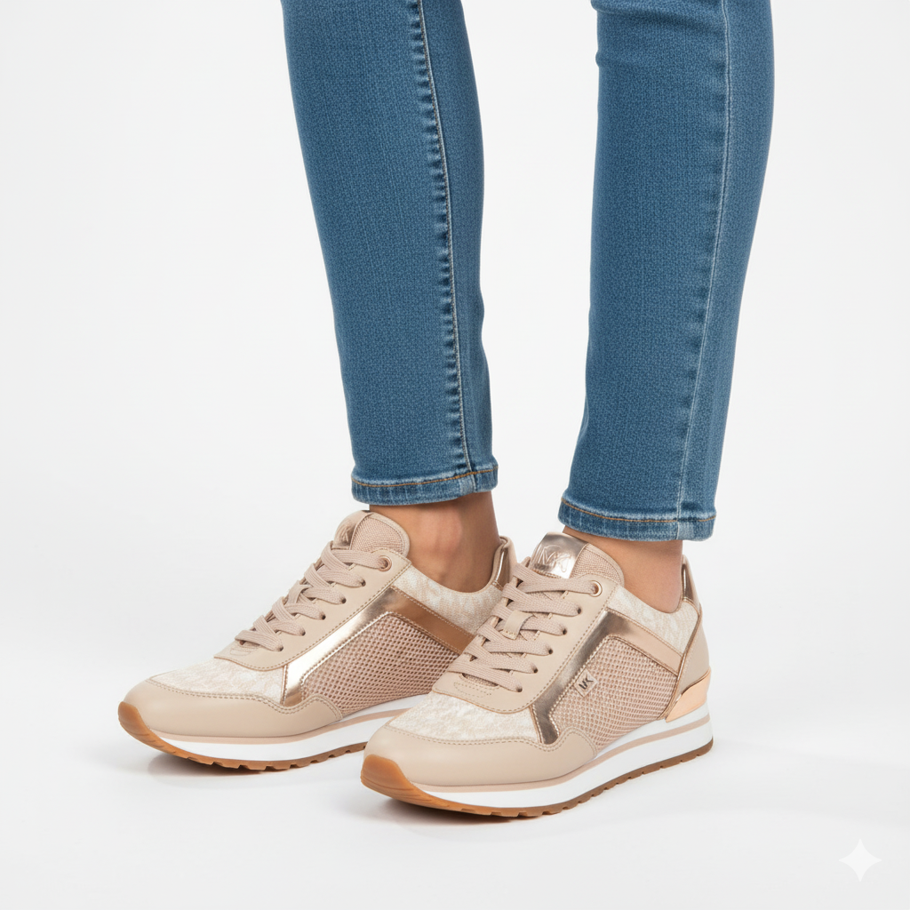 Zapatillas Michael Kors Maddy rosado letras lado rosegold brillante