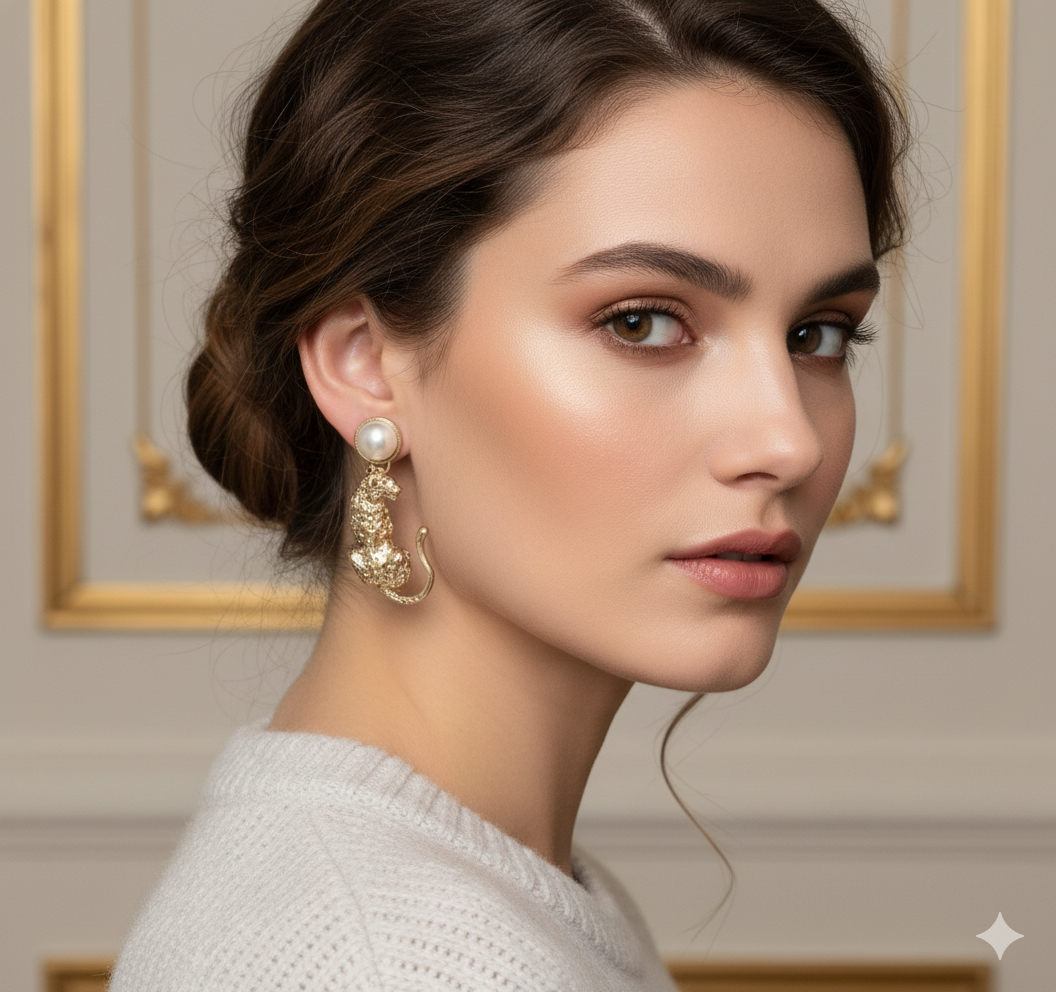 Aros Lola Casademunt Leopardo con perla